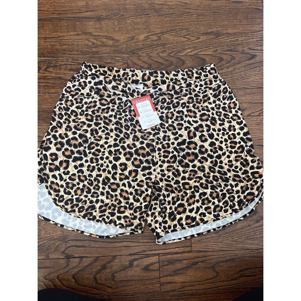 G Gradual Women's Cheetah Quick Dry Layered Shorts Pockets & Hidden Pockets‎ 3XL